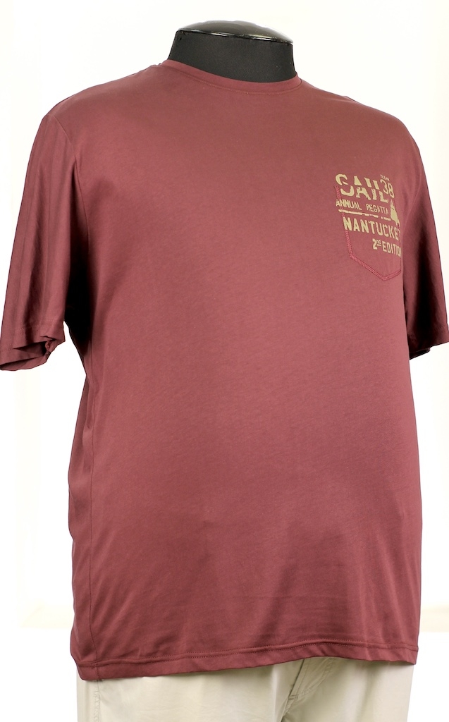 Бордовая футболка с нагрудным карманом 21070779